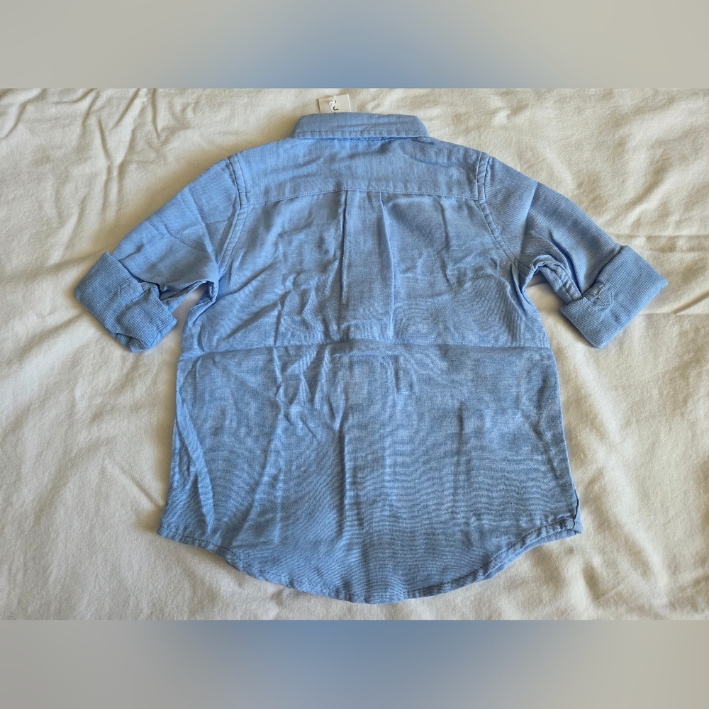 Janie and Jack Blue Cotton Boys Shirt - Picture 4 of 8